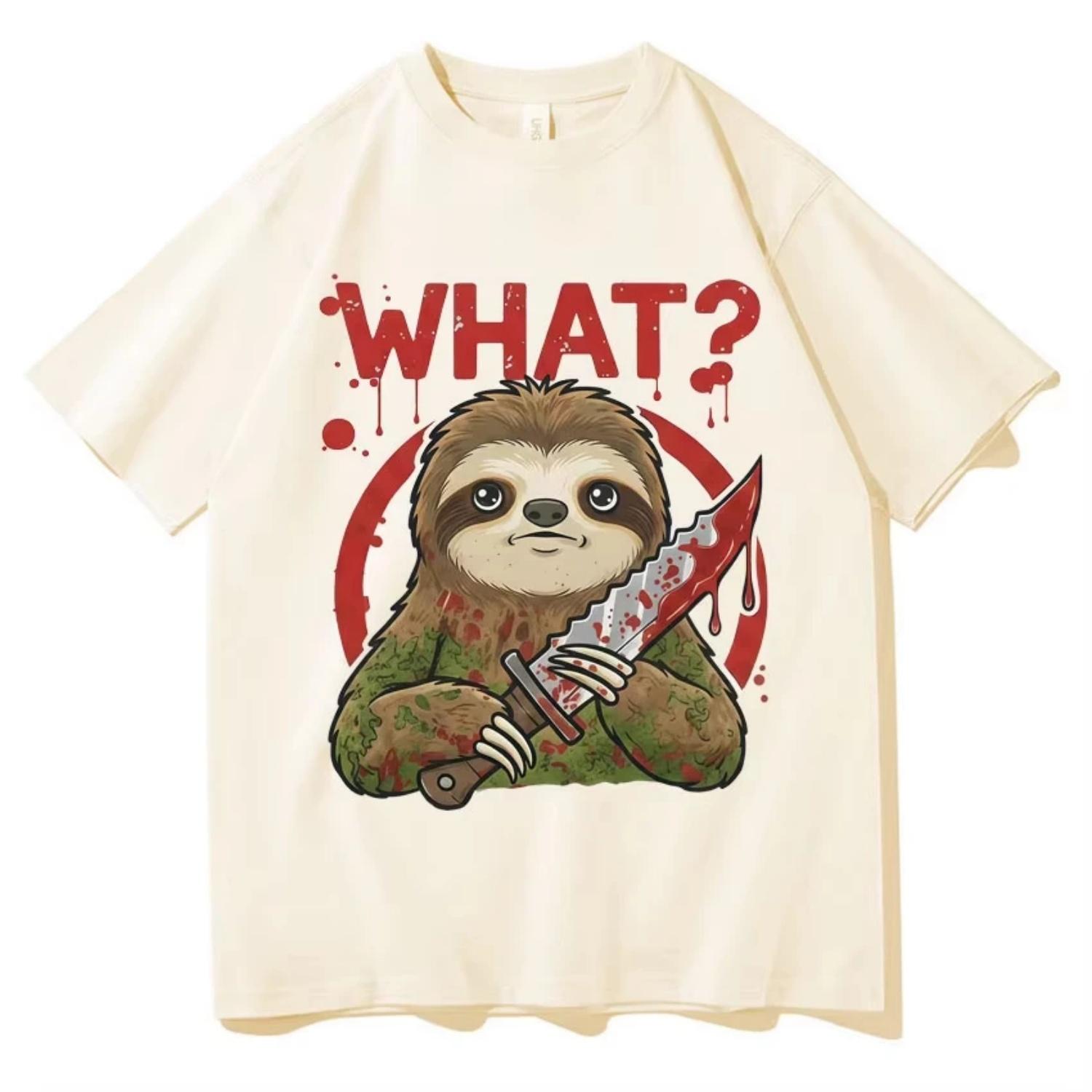 

Funny Sloth Meme Harajuku T-shirts Mens Women Vintage Y2K Short Sleeve T-shirt Fashion Oversized Summer Cool Loose 90s T Shirts S чёрный