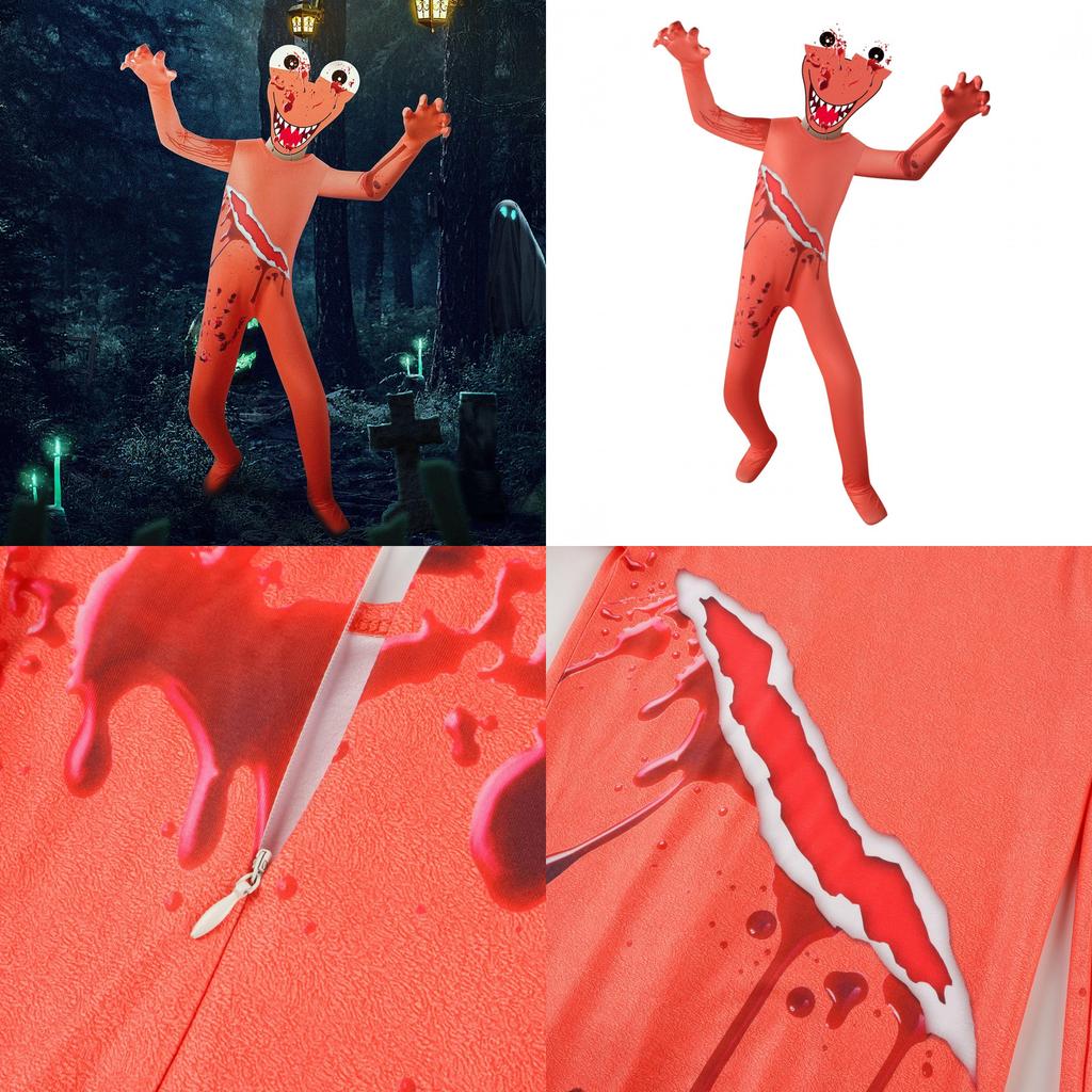 Atmungsaktiver Polyester Roblox Rainbow Friends Oranger Overall Kostüm Für Kinder Cosplay