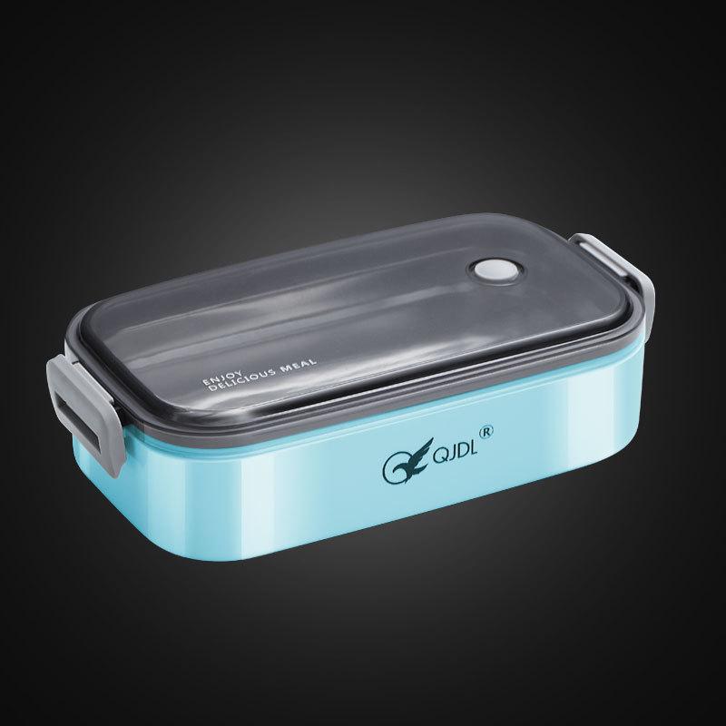 Bento Lunch Box a Doppio Strato in Acciaio Inossidabile, Contenitore Adatto al Microonde per Ufficio e Studenti