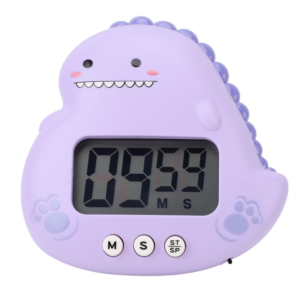 Cute Dinosaur Kids Timer Large LCD Display Loud Alarm Digital Kitchen Timer Magnetic Countdown Timer for Classroom Home