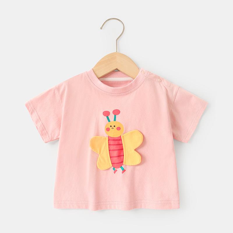 

Одежда для малышей, повседневные футболки с короткими рукавами, летняя одежда для мальчиков и девочек, детские летние топы с половиной рукавов 120cm