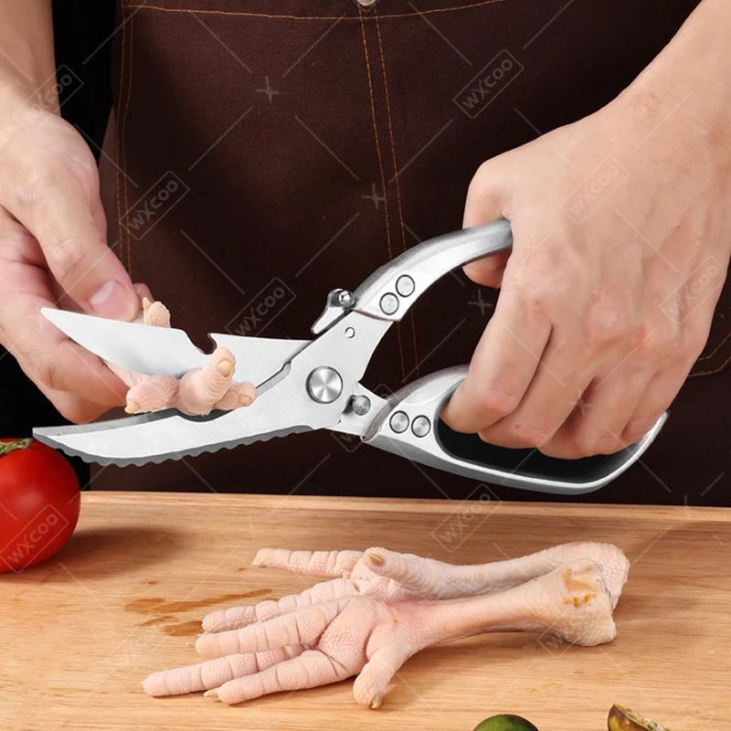 WXCOO Kitchen Scissors Non Slip Grip Stainless Steel Shears Multi Purpose Use for Poultry Meat Bones Scissors BBQ5