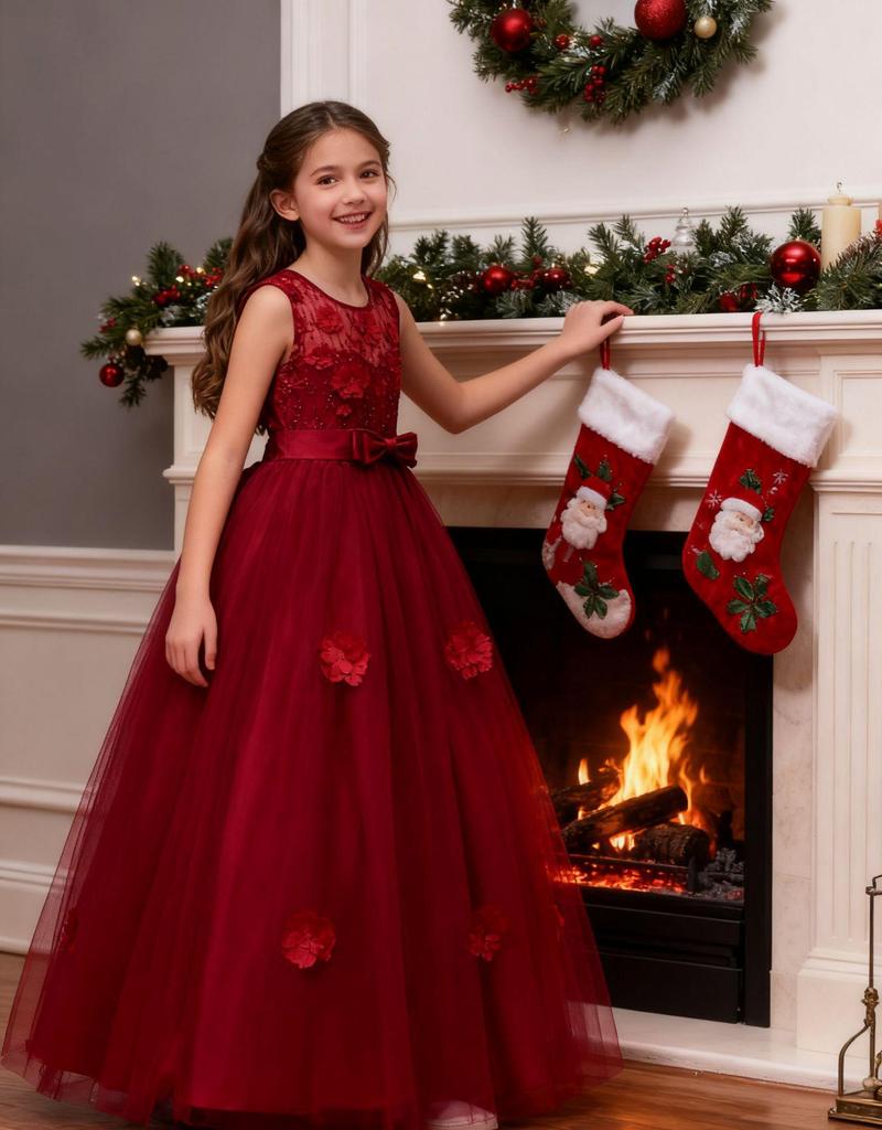 European & American Girls' Formal Flower Dress - Catwalk & Piano Performance Costume 591.