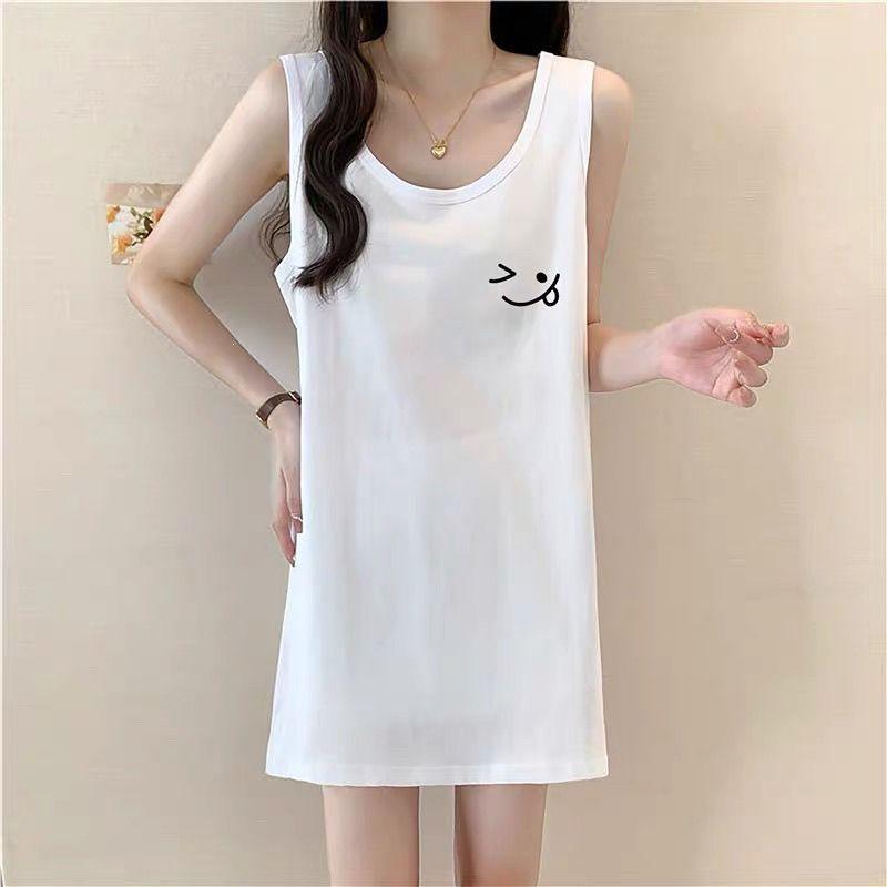 

Summer Princess Sleeveless Camisole Nightgown - Women s Mid-Length Loose Homewear Pajamas M 80-120 jin белый