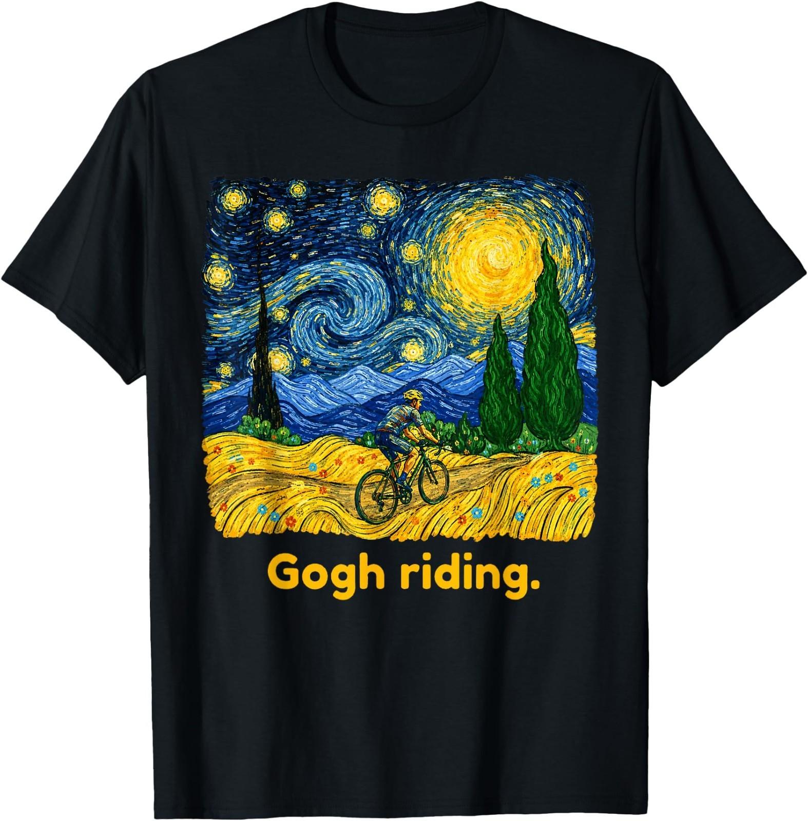 Gogh Riding Funny Cycling Van Gogh Art Bike Art, Funny T-Shirt M