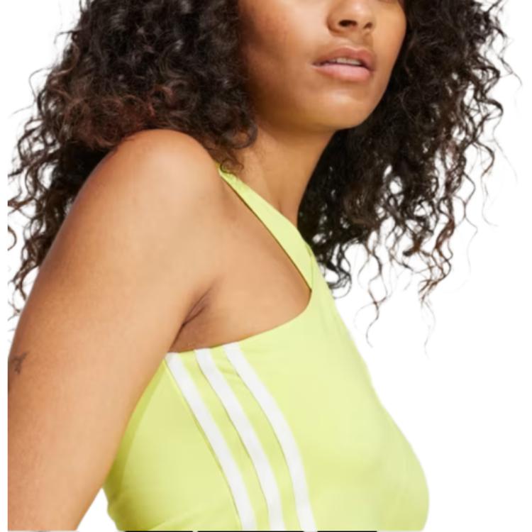 Adidas Originals Logo Embroidered Striped Fitted Sleeveless Top Women Tops Yellow JM9260