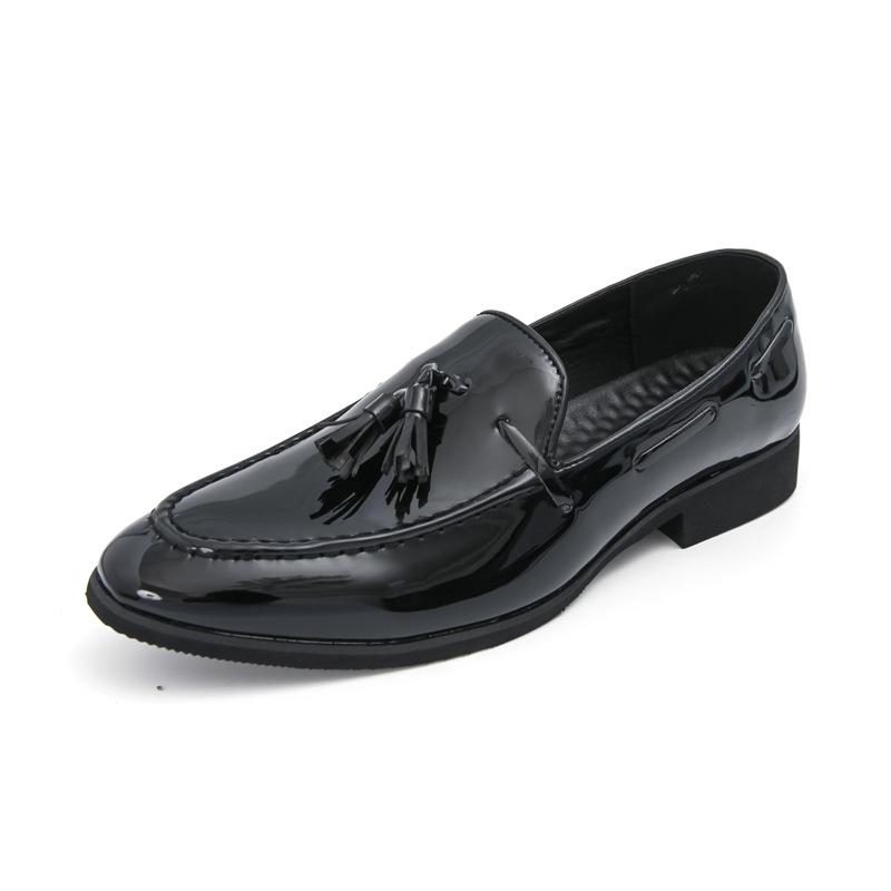Men s Large Tassel Leather Slip-On Shoes - Spring/Autumn British Style Casual Loafers 38 чёрный