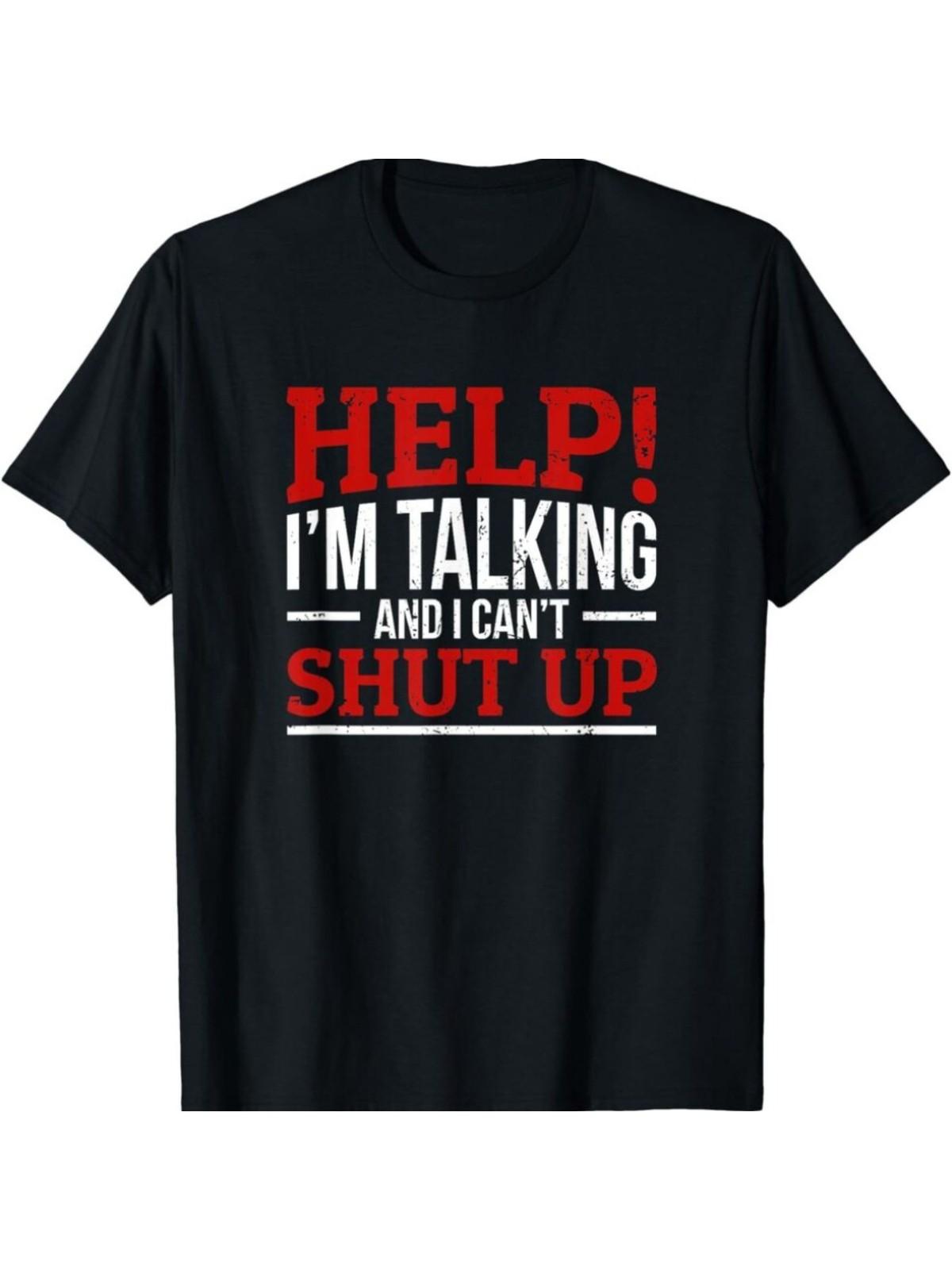 

[Funny Graphic Tee] Soft Cotton Funny Graphic Tee - Help, I m Talking & Ca 5XL різнокольоровий