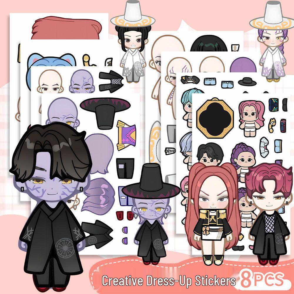 Korean Kpop Cute Dress-Up Stickers: 24 Large Sheets - Idol Witch Hunter Group, Handmade Decompression Stickers.