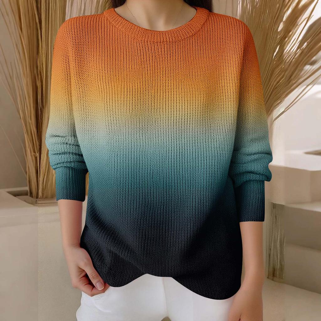 Svetry s dlouhým rukávem pro ženy s kulatým výstřihem, ležérní, roztomilý pletený svetr s potiskem, nadměrný