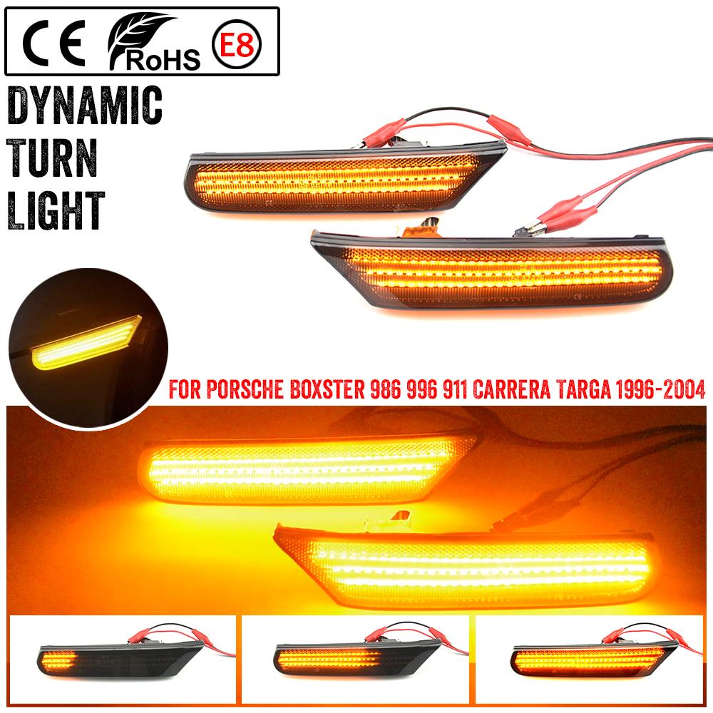 2 Stück LED Auto Seitenmarkierungsleuchte Sequenzieller Blinker Carrera GT2 GT3 Dynamisch Bernstein Für Porsche 911 Boxster Typ 996 986