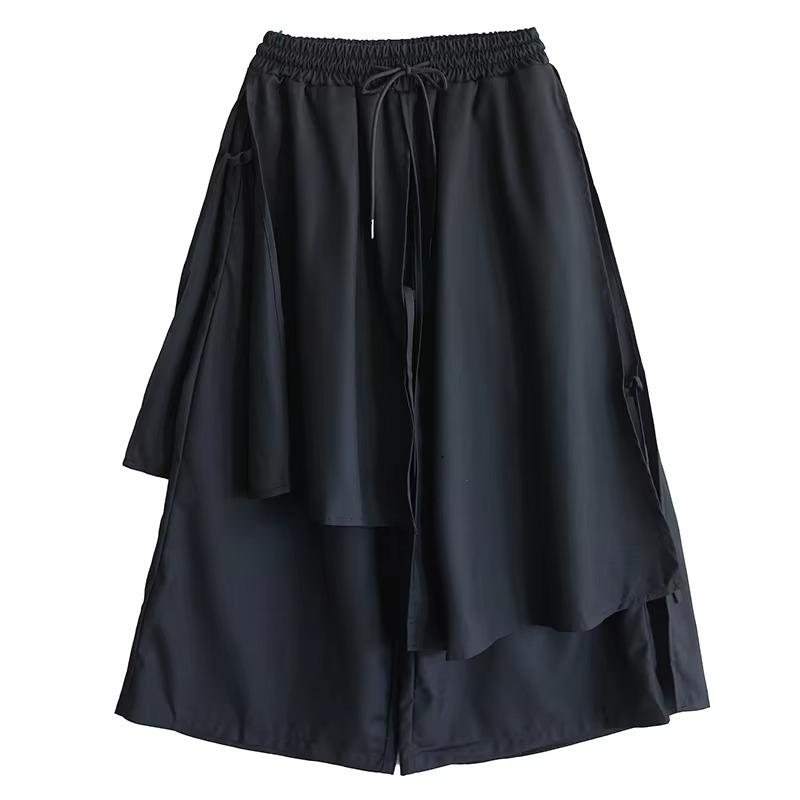 

XITAO Asymmetric Drawstring Elastic Waist Pant ZMY1045 One Size чёрный