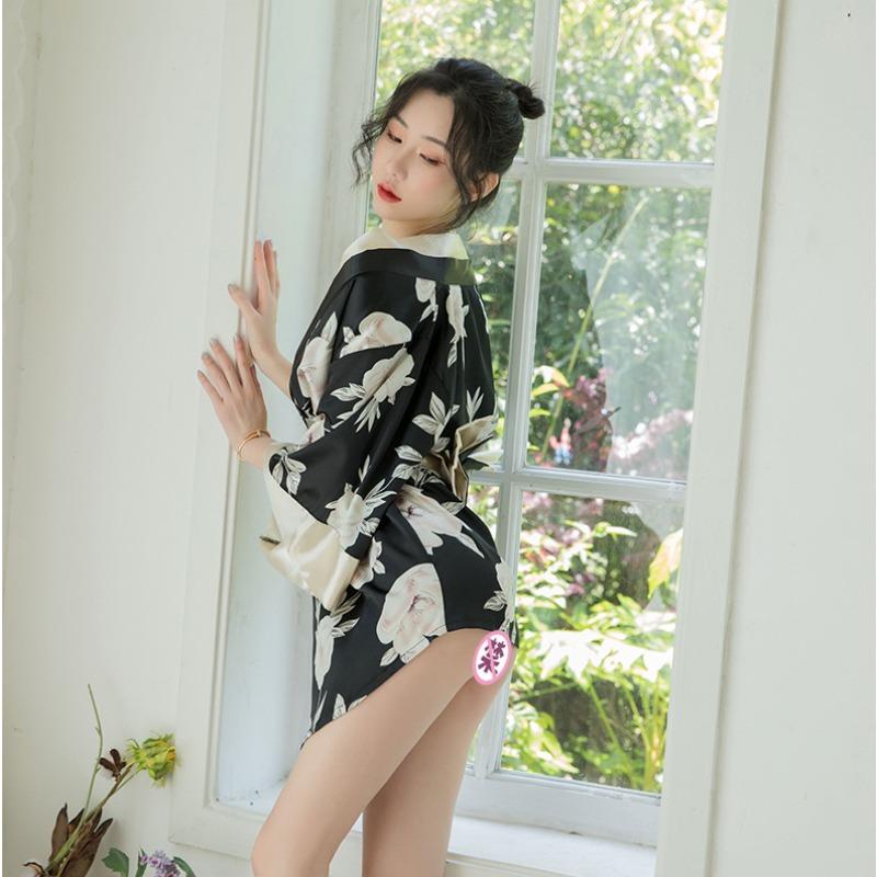 Sexy Neo Beautiful Women's Clothing Sexy Imitation Satin Pajamas Women's Nightgown Uniform Temptation Hollow Sexy Suit