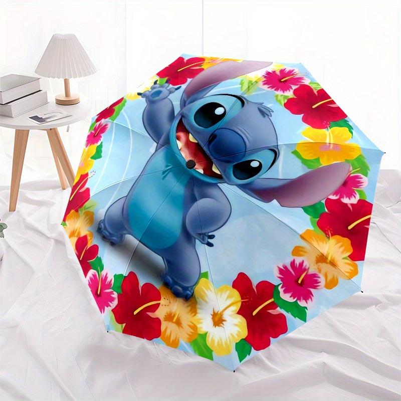 1pc Stitch,Hawaiian Lei Automatic Folding Umbrella: Compact 8-Bone Design Cartoon Outdoor Travel Companion, Business Umbrella, Christmas Val