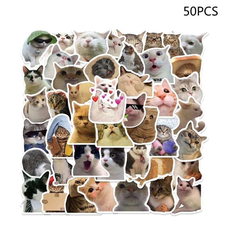 

50x Funny Cats Stickers For Teens Skateboards Stickers for Phone Laptop Computer 1