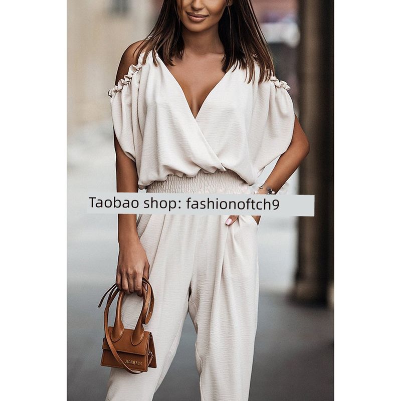 

2025V Комбинезон с открытыми плечами, повседневный и удобный White S