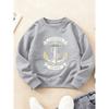 Kids Crewneck Sweatshirt, Nautical Marine Anchor Theme Print Long Sleeve Top for Autumn Winter