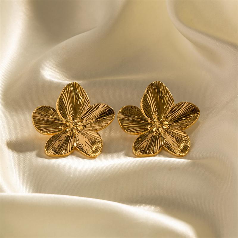 Vintage Gold Flower Stud Earrings for Women, Simple Geometric Earrings, Party Gift, Women s Earrings золотой