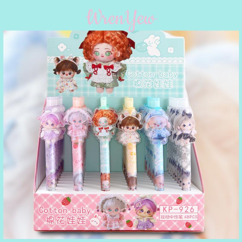 Boneca de Algodão de Desenho Animado Fofa Caneta Push Adesiva Para Estudantes Meninas e Suprimentos de Papelaria Atacado Modelo Independente 926)