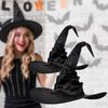 Halloween Hat Super Soft Wide Brim Friendly To Skin Wear Resistant Washable Enhance Atmosphere Cloth Bat Pendant Style Witch