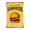 1pc Sandwiches Dlicious Burgers Pizza Hot Dog Fast Food Metal Signs, Retro Wall Decor for Home Kitchen Restaurant Bar 12x8 Inch