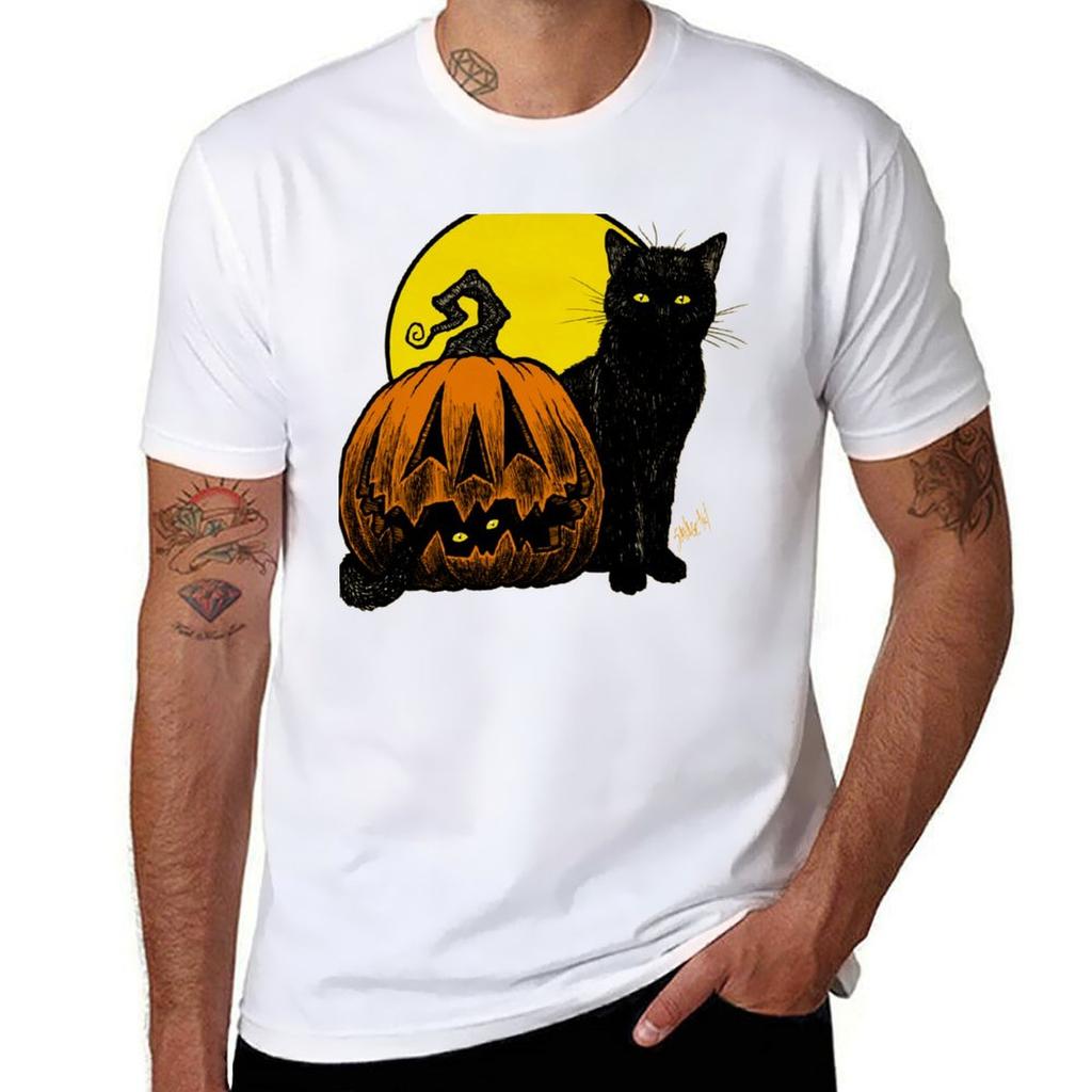 Still Life with Feline and Gourd TShirt Casual All Match Short Sleeve TShirt