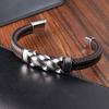 Brățară de frânghie din piele țesută manual pentru bărbați, 21 cm