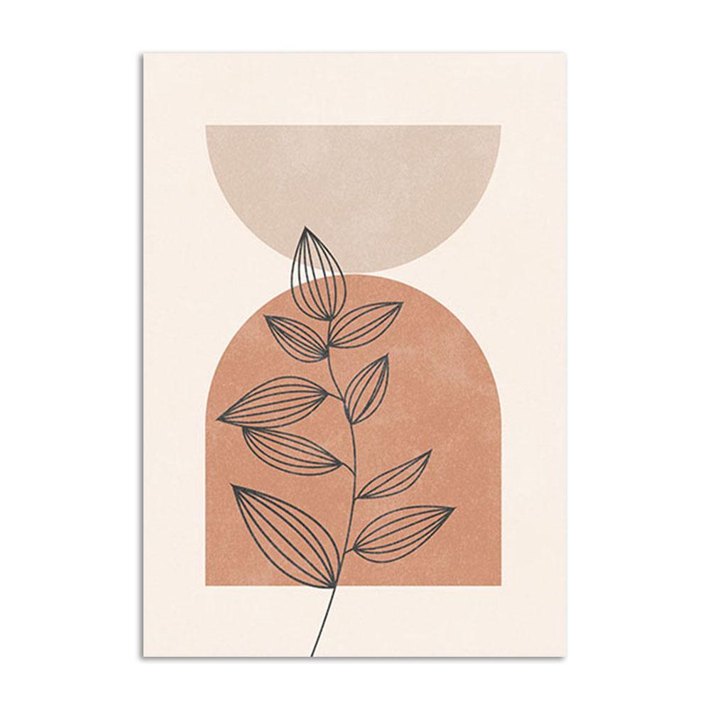 Abstract Lines Art Prints Boho Plant Leaves Wall Pictures Beige Posters Nordic Modern Canvas Painting Living Room Decor Painting