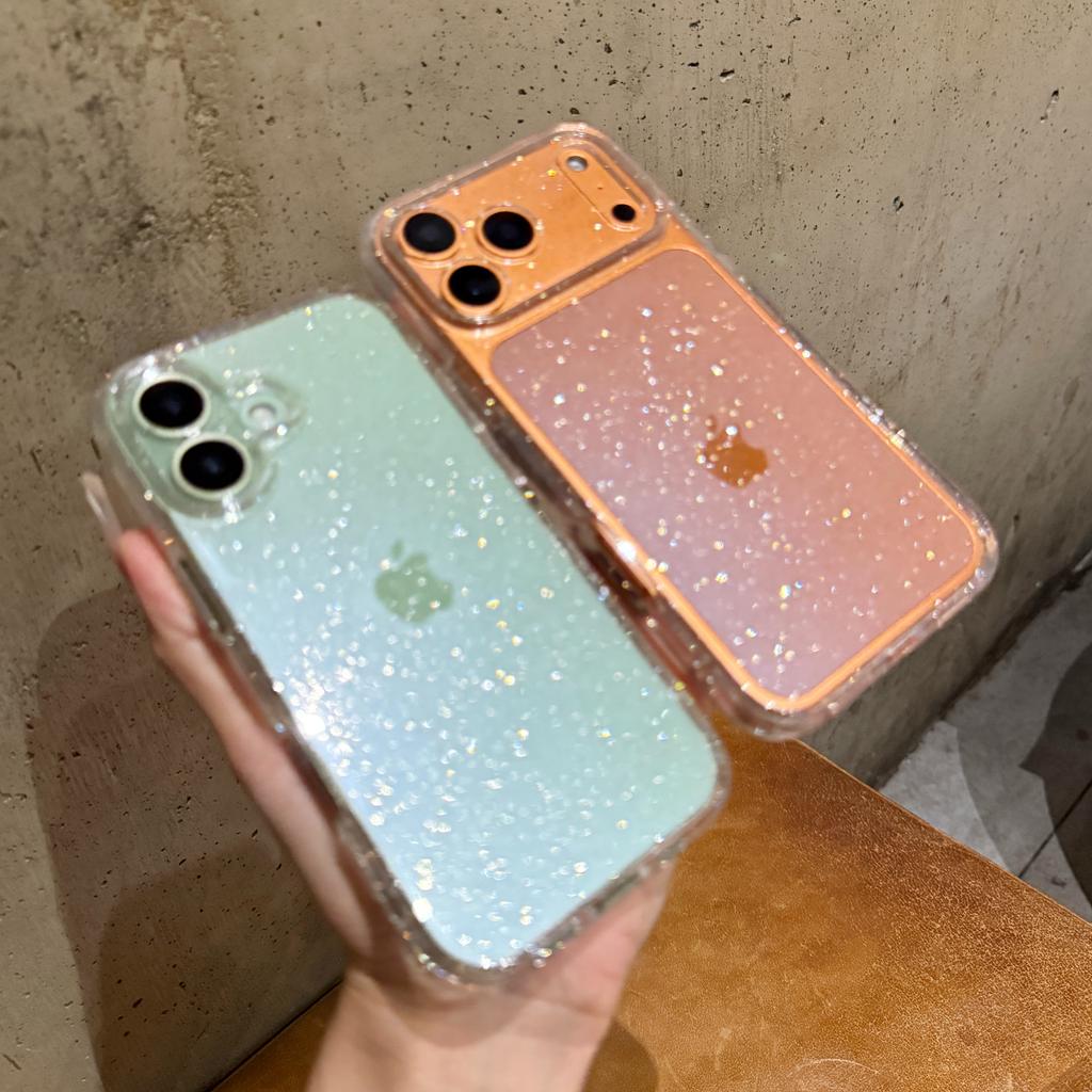 Luxury Bling Glitter Silicone Clear Case For iPhone 17 Air 16 15 14 Plus 13 11 12 Pro Max Transparent Soft TPU Cover Funda