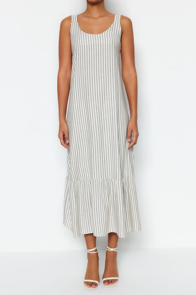 Modisches, lässiges, ärmelloses, fuchsiafarbenes, plissiertes Strick-Midikleid mit Gürtel für Damen