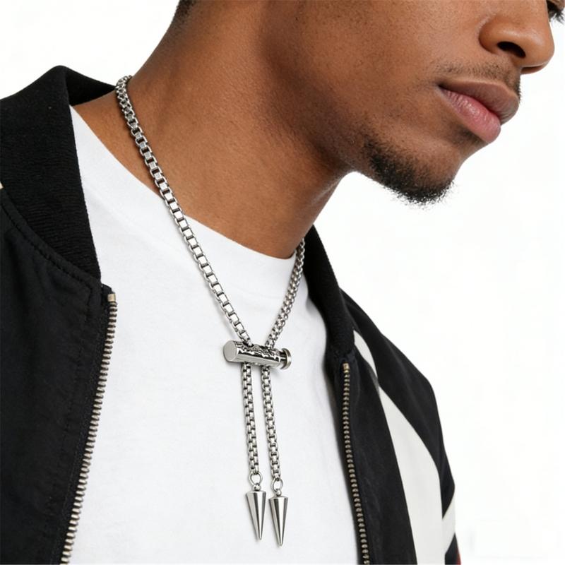 Elegant Stainless Steel Necklace with Bolo Design Scratch Resistant Neckchain for Casual and Formal Occasions