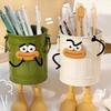 2Pcs Cartoon Pen Cup Multipurpose Desk Pen Organiser Case Makeup Brush Storage Container Office Desk Accessories