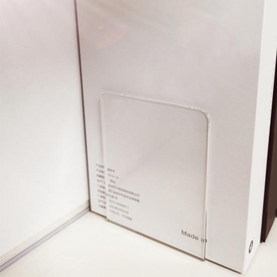 4Pcs Book End Transparent Acrylic Bookends Smooth Surface L-Shaped Book Storage Rack School