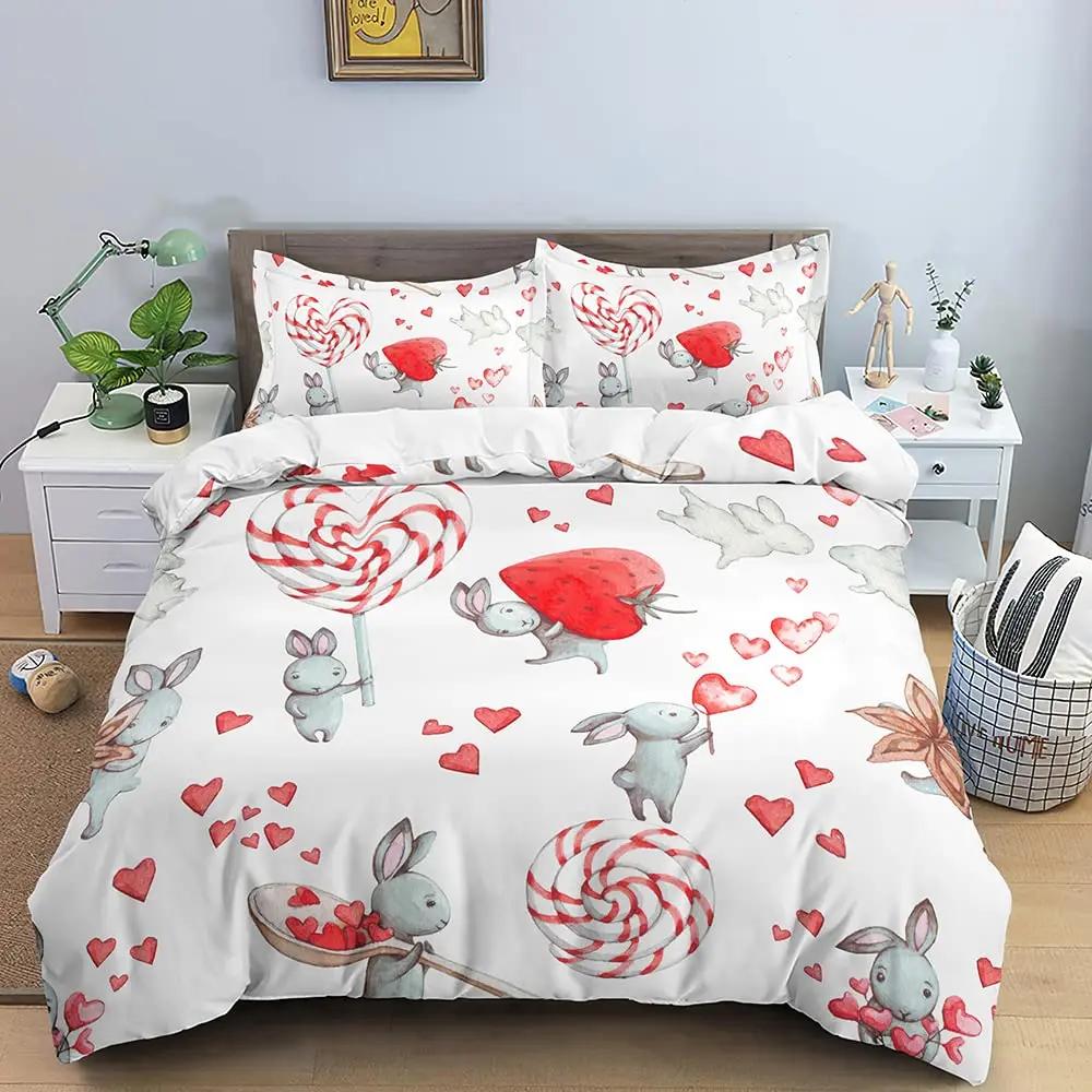 

Мультяшный комплект постельного белья с кроликом для детей, девочек, женщин, полиэстеровый пододеяльник, одеяло с наволочкой, полиэстеровый чехол для одеяла EU single(135x200cm)
