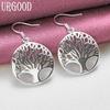 925 Sterling Silver Round Tree Pendant Earrings Wedding Jewelry