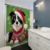 Christmas Puppy Pattern Digital Print Shower Curtain Bathroom Accessory Playful Dog Design Durable Fabric Bathroom Decor And