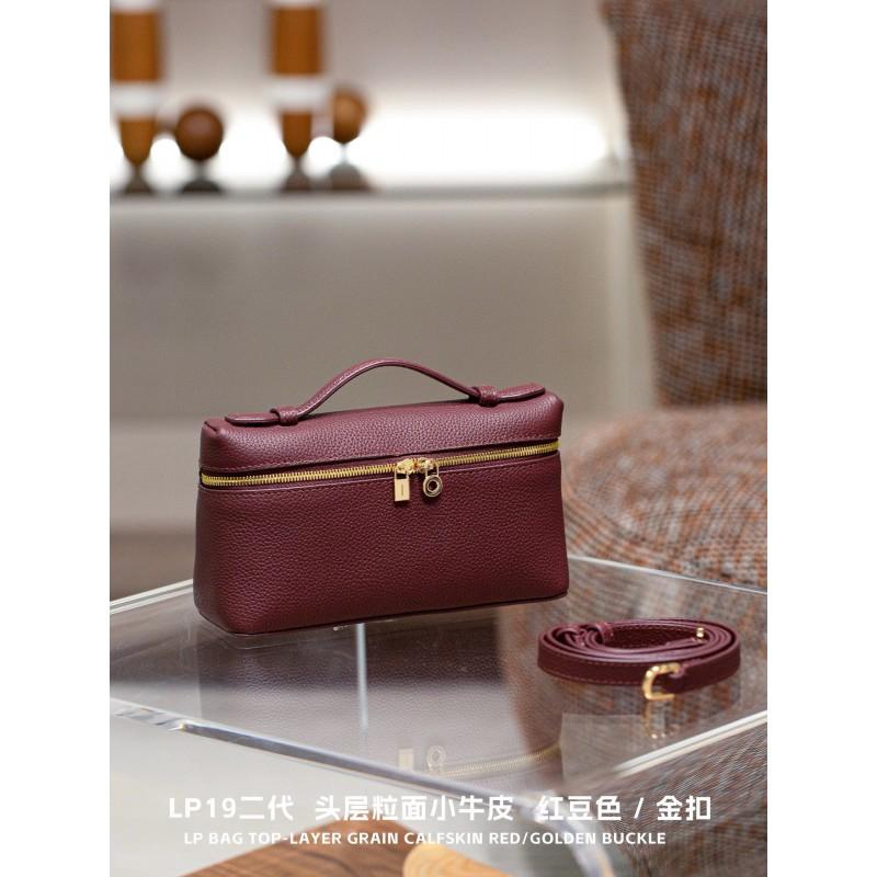 2025 Genuine Leather Lunch Box Bag Crossbody Shoulder Handbag Women 19cm Medium Size