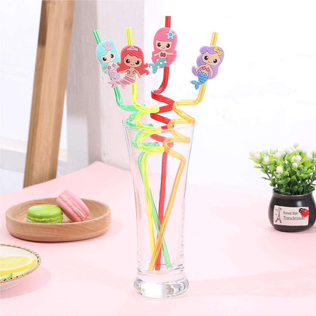 4 Pieces Silicone Straws Festival Party Milk Juice Coffee Tea Decor Straws Home Bar Kitchen Tableware Serveware