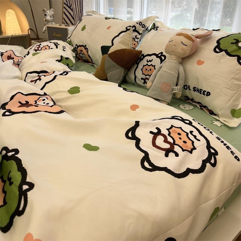 

INS Style Super Guiyeoni Air Dog Bed Sheets Quilt Cover Four-Piece Set Bed Student Dormitory Three-Piece Set Product Washed Cotton 1.0m three-piece set [children s bed]] Sheep BAA G