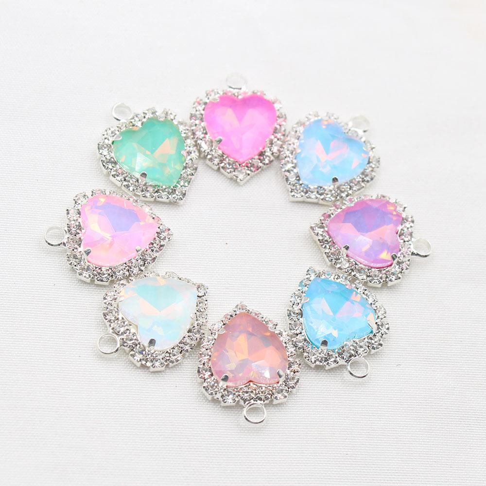 Factory Direct Sales of 10 Pieces of 16 * 20mm Mocha Peach Heart Water Diamond Button Flat Bottom with Loop DIY Clothing Necklac
