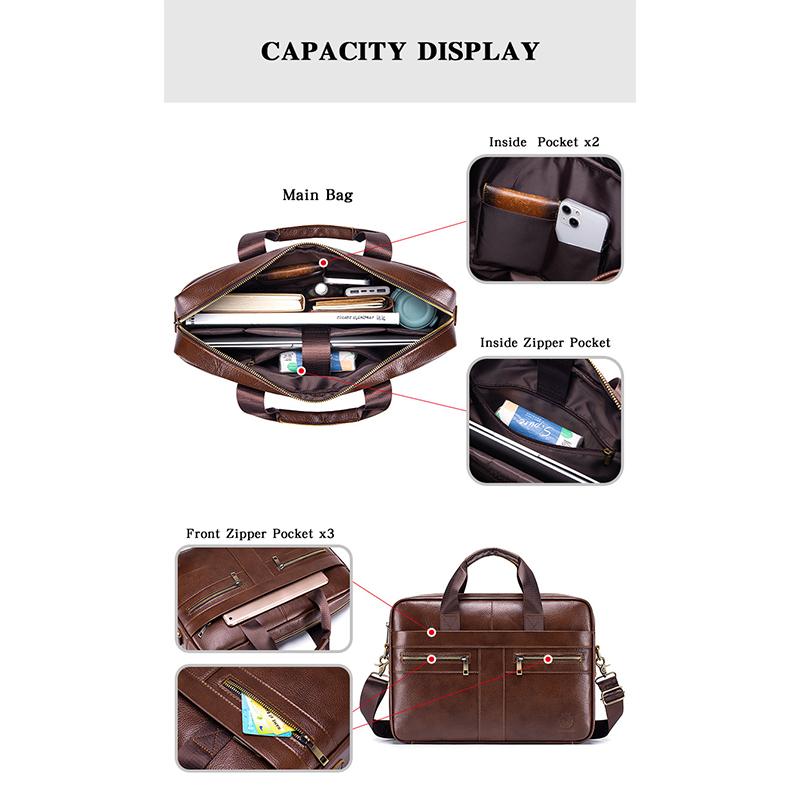 Echte Leder Herren Aktentasche Tragbare Büro Handtasche für Laptoptasche Hohe Qualität Business Messenger Umhängetaschen Reisen