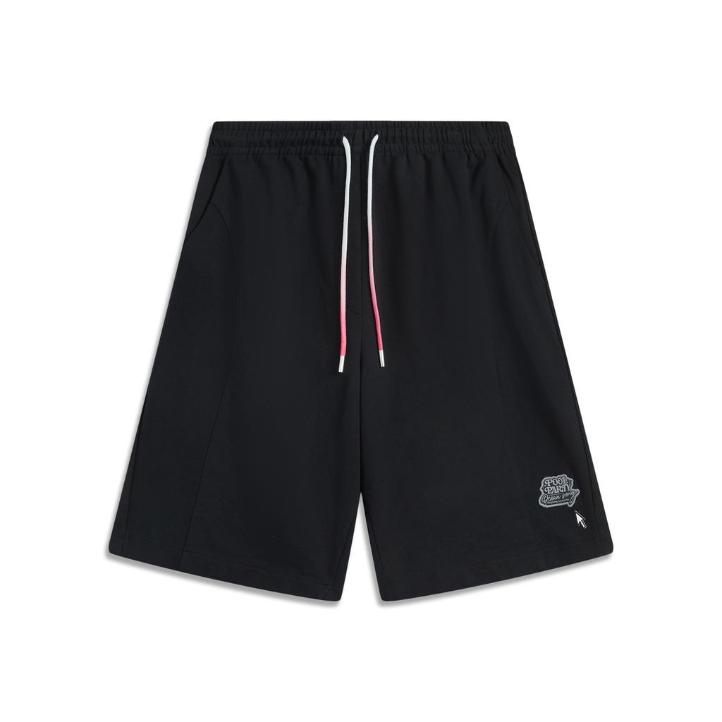 Li Ning X League Of Legends Collaboration Sports Minimalist Solid Color Lace-Up Casual Shorts Men Shorts Black AKSV157-3