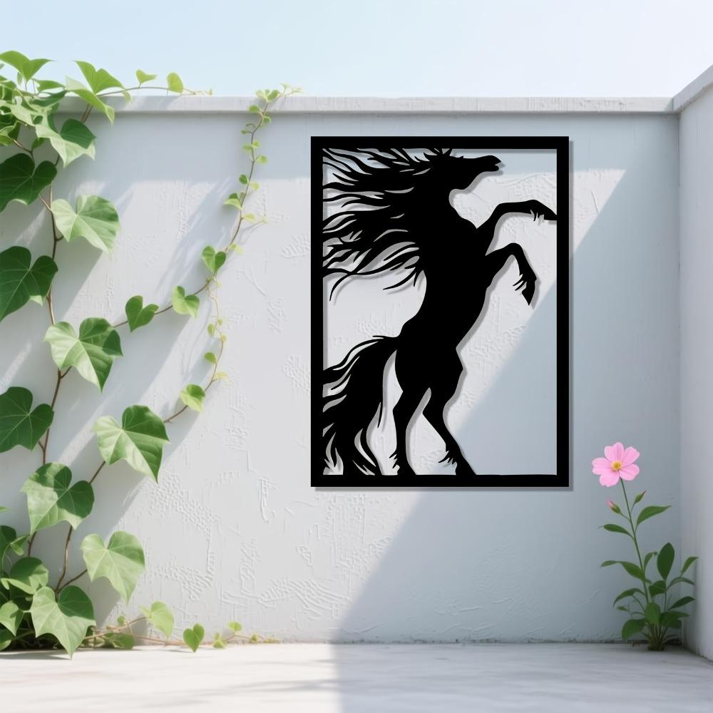 1pc Galloping Horse Metal Wall Art, Dynamic Iron Sculpture Outdoor Garden Decor, Equestrian Gift for Horse Lovers Patio Fence Thanksgiving Christmas