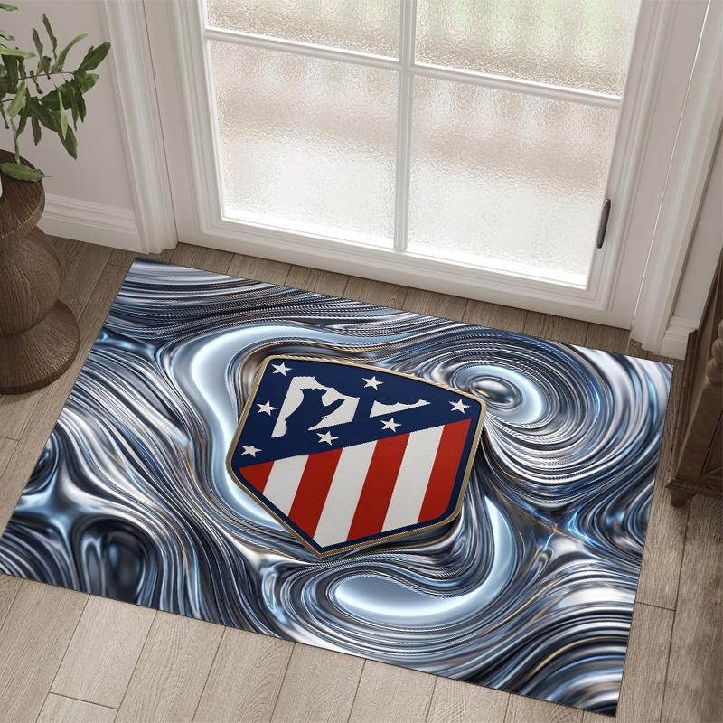 Atletico Madrid Design Crystal Velvet Carpet Cozy Non?Slip Printed Rug For Bedroom Living Room Entrance