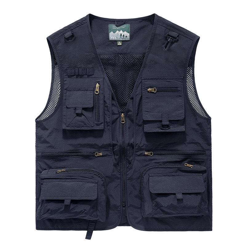 Men's Multi-Pocket Sleeveless V-Neck Vest for Summer Hiking & Photography