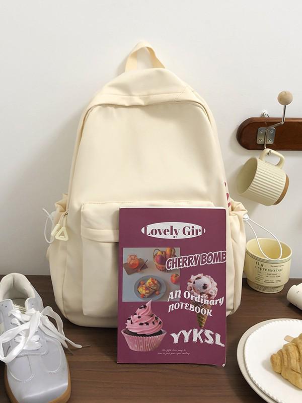 Damen Rucksack mit Buchstabenaufdruck, große Kapazität, neue Mode - Einfarbige Reise-Schultertasche für die Mittelschule