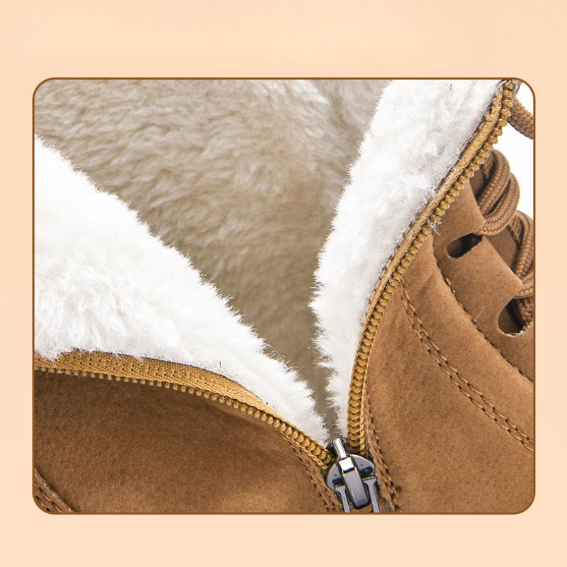 Damen High-Top Plüsch Freizeit-Sneaker Schneestiefel Handgefertigte Lederschuhe Stiefeletten Winter