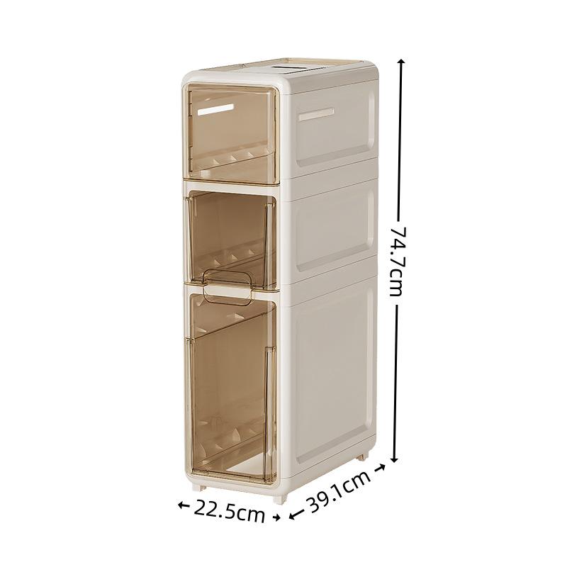 Ultra-Narrow Multi-Layer Crevice Storage Cabinet for Bathroom or Kitchen