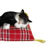 Simulation Cat Model with Cushion Base Faux Fur 3D Look Cute Animal Craft Ornament Miniature Fake Kitten Statue Figurine Car Ornament Home Decoration