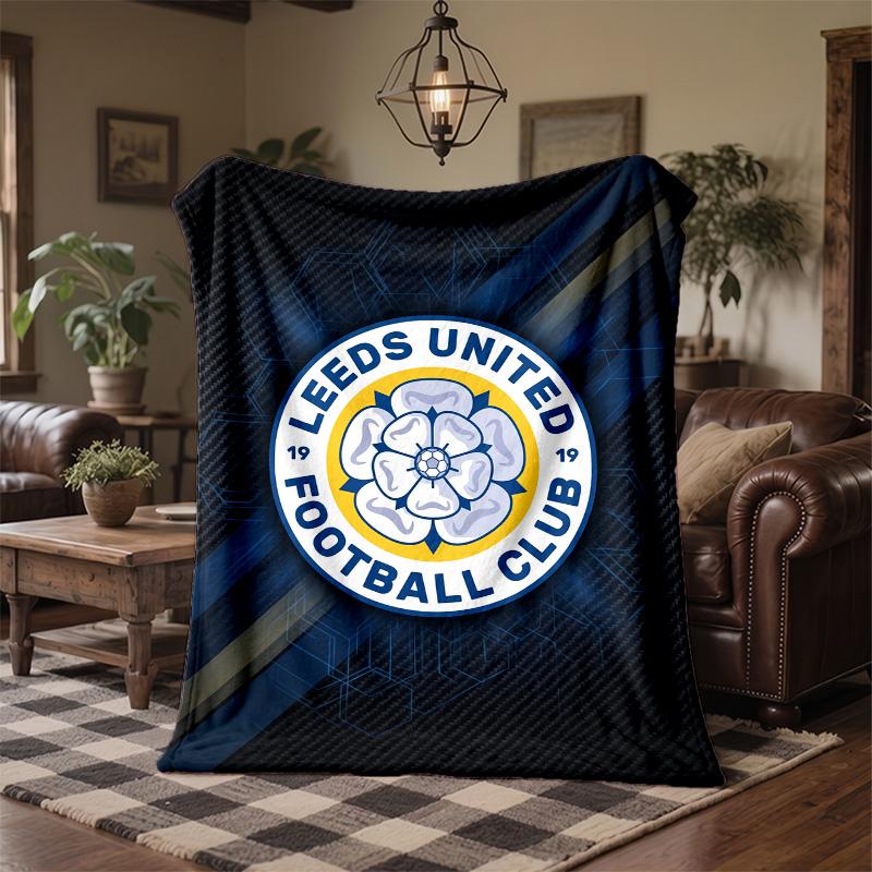Coperta in Pile a Tema Leeds United Morbida e Accogliente in Peluche per Camera da Letto Divano Viaggio